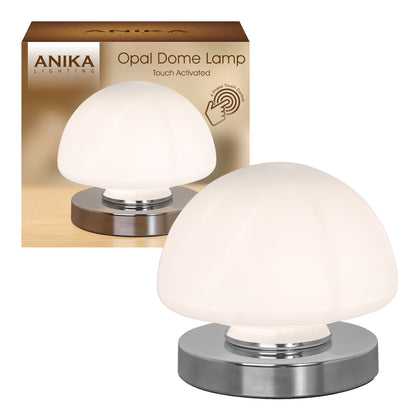 Swirl/Circle Opal Dome Table Lamp Chrome LED Light Bedside Room Decor Finish