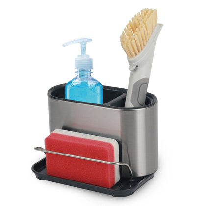 Stainless Steel Kitchen Sink Organiser Soap Dispenser Sponge Brush Holder