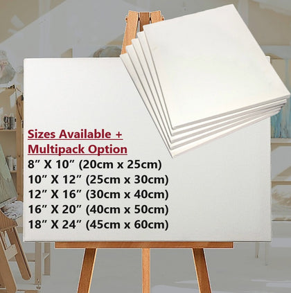 White Stretched Artist Canvas Blank Plain Painting Art Board Small Large Medium