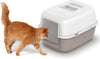 Enclosed Cat Litter Box Tray with Lid & Flap Door High Sided Detachable Top