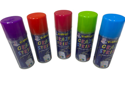 6 or 12 Pack Crazy Silly String Spray Can Mixed Colours Birthday Party Fun 49ml