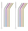 Stainless Steel Multicoloured Reusable Straws Eco Friendly Cleaning Brush Party