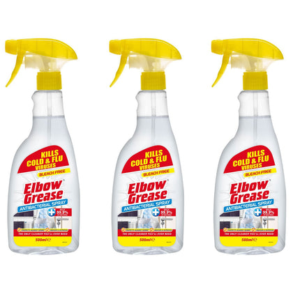 3x Elbow Grease Anti-Bacterial Spray Hygiene Clean Disinfect Germs Kitchen 500ml