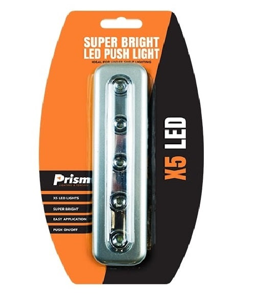 5 Ultra Bright LED Push Night Light Stick On Kitchen Cupboard Under Cabinet