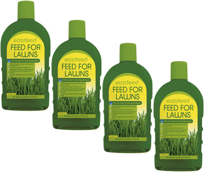 4 x Eazifeed Garden Lawn Feed Grass Liquid Fertiliser Nitrogen 500ml (4x500ml)