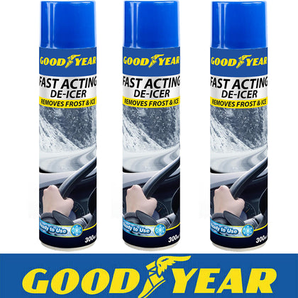 3 x Goodyear De-Icer | Fast Acting | Ready To Use | Remove Frost and Ice Quickly