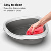 Corner Cat Litter Tray with Cleaning Scoop High Sided Rounded Corners Anti-Spill