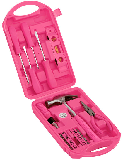 30pc Ladies Pink Tool Kit Set with Hard Storage Carry Case  Household Home DIY