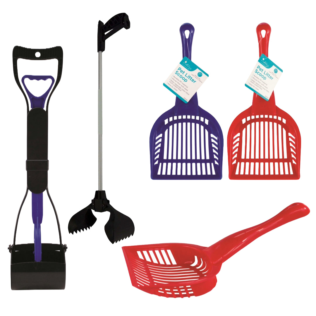 Long Handle Pet Waste Picker Tool - Spring Loaded Grabber For Dog Poop, Litter, Garden Debris