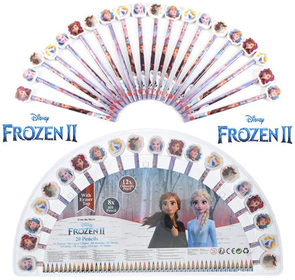20Pcs Official Disney Frozen 2 II Pencil Set With Eraser Toppers Multi Colour UK