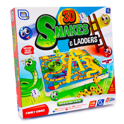 3D Snakes And Ladders Kids Childrens Board Game Traditional Family Toy Fun Gift
