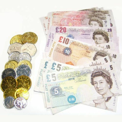 Childrens Kids Pretend Toy Fake Money Role Shops Cash New Notes £ Coins Age 3+