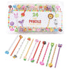 24 Assorted Lead Pencils with Funky Eraser Toppers Rubber Novelty Stationery