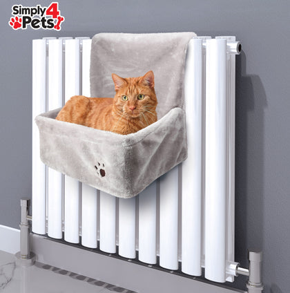 Super Soft Faux Fur Cat Radiator Heater Hanging Pet Bed Warm Cosy Hammock - Grey
