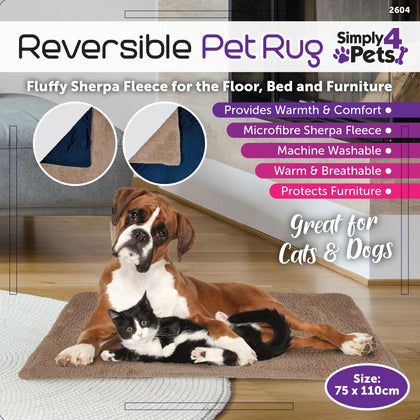 Large Reversible Pet Rug Microfibre Sherpa Fleece for Cats and Dogs Washable