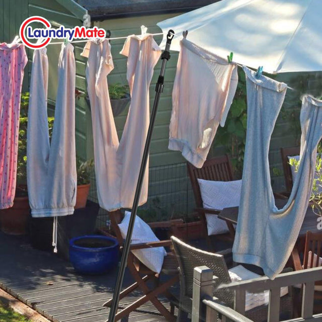 Telescopic Washing Line Prop Pole Clothesline Dry Clothes Drying Airer