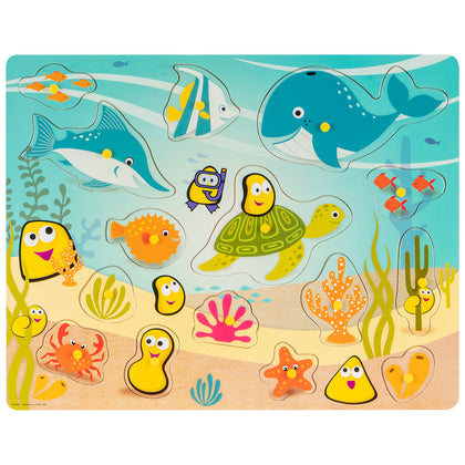 BBC Cbeebies Childrens Large Wooden Peg Board Kids Ocean Theme Play Learning