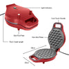 700W Non-Stick Bubble Waffle Maker Pan Egg Cake 180° Rotary System Metallic RED