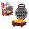 700W Non-Stick Bubble Waffle Maker Pan Egg Cake 180° Rotary System Metallic RED