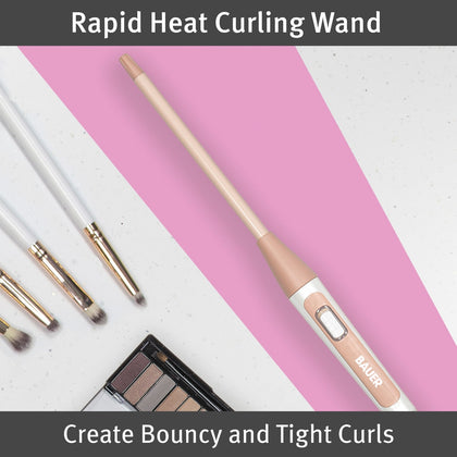 Bauer Barrel Hair Curling Tong Quick Heat Tourmaline Ceramic 17cm Curler Wand UK