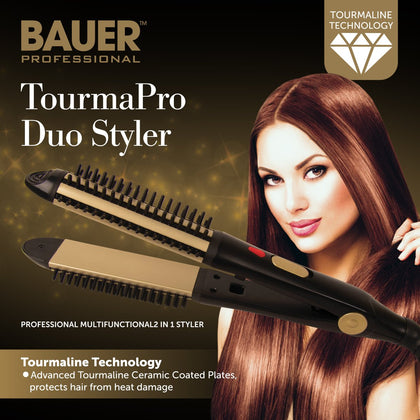 Bauer Professional Tourmaline Ionic Ceramic 2 in 1 Hair Curling and Straightener