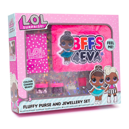 LOL Surprise Fluffy Purse Jewellery Making Kit for Girls with Fluffy Pink Purse