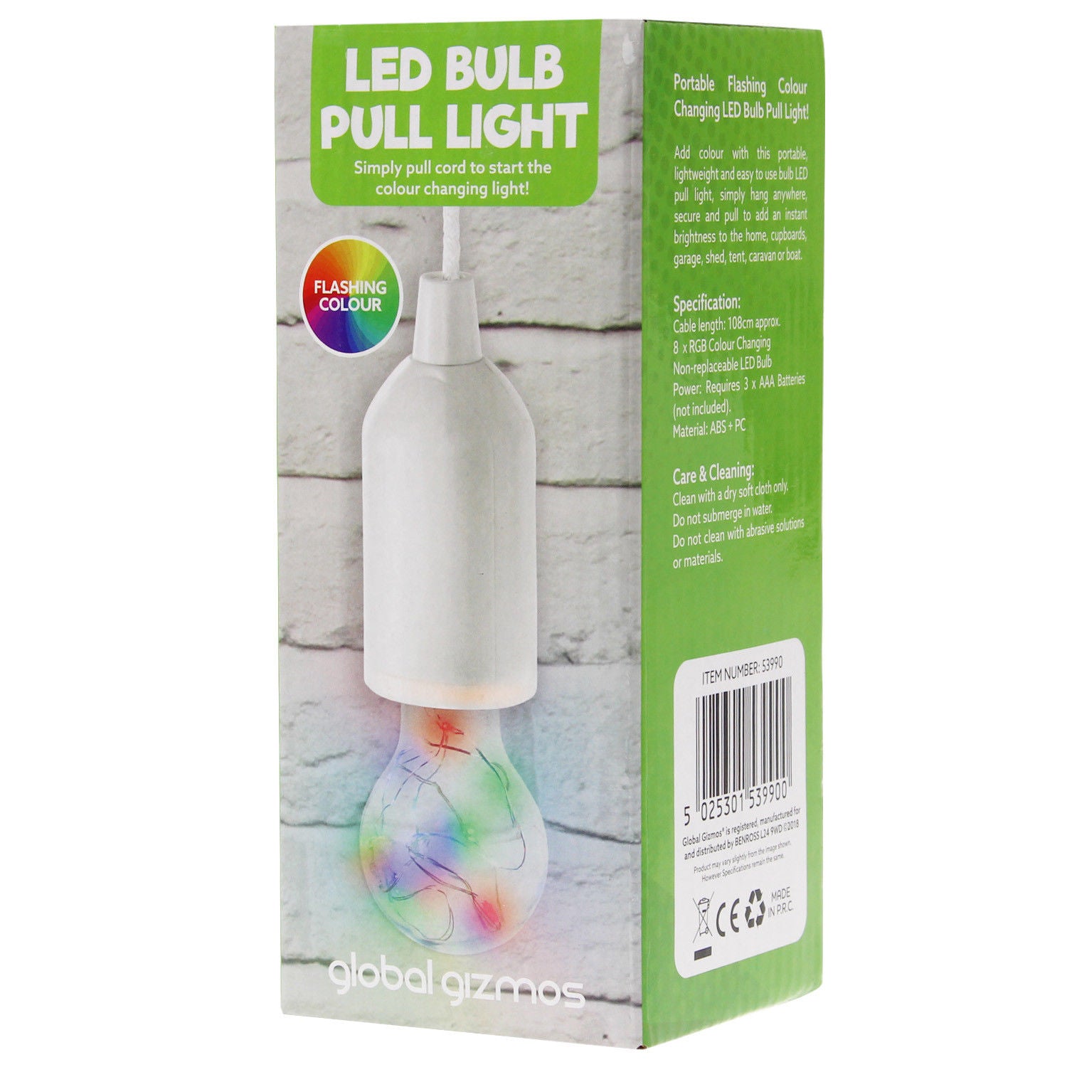 Portable Colour Changing Flashing LED Pull Light Bulb On A Rope Study Desk Lamp