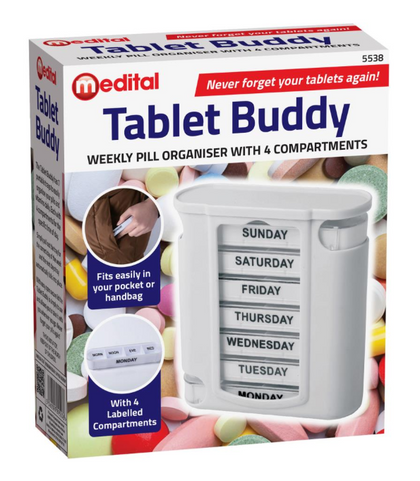 Tablet Buddy 7 Day Pill Medicine Storage Case Dispenser OrganiserBox