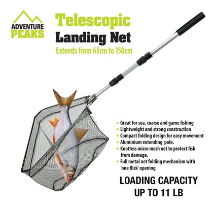 Telescopic Fishing Landing Net for Sea Coarse Game Fishing 63-150cm Aluminium