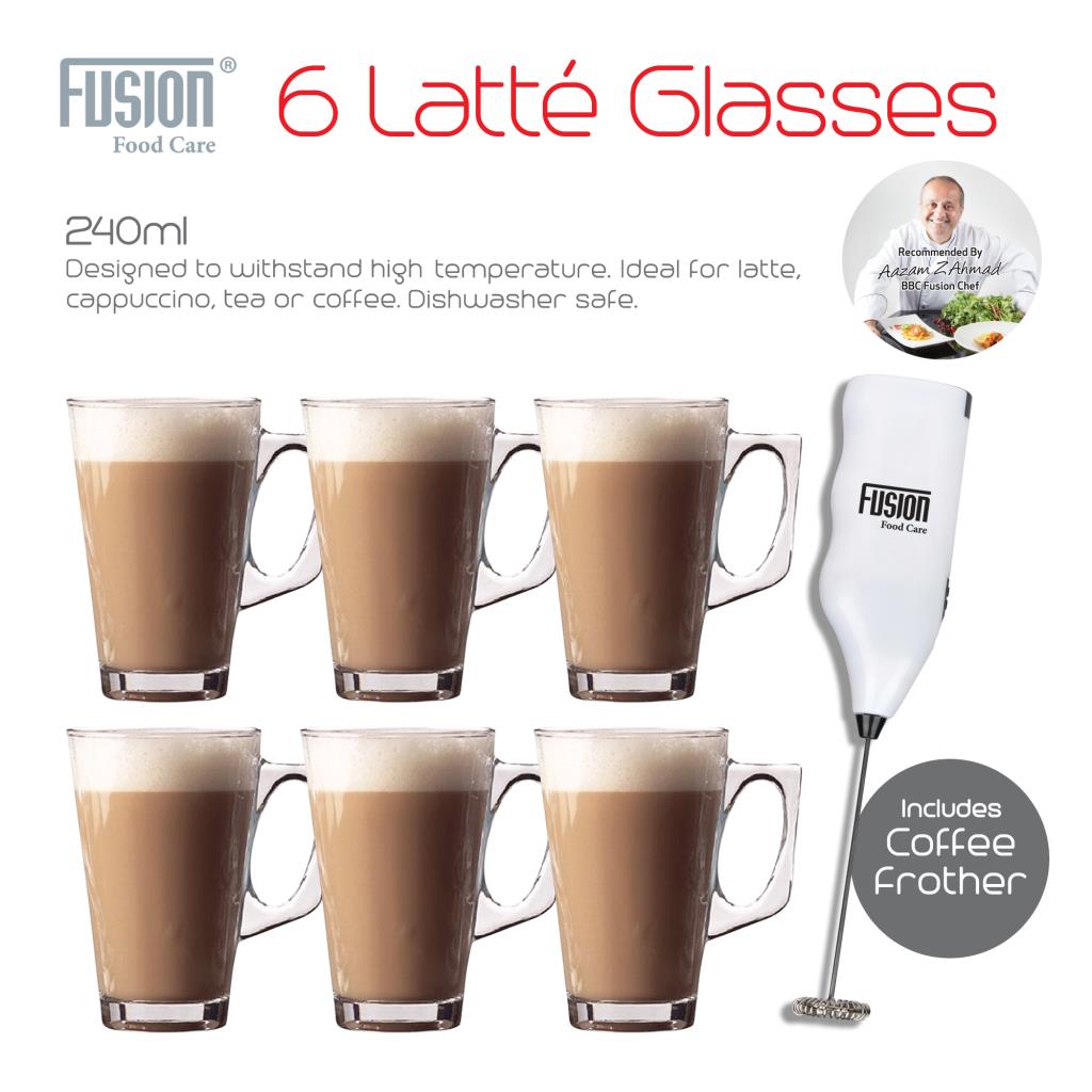6 X Latte Coffee Glasses Cappuccino Lattes Tea Glass Cups Hot
