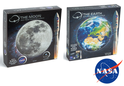 NASA 500Pc Circular Puzzle The Moon and The Earth Educational Jigsaw Family Fun