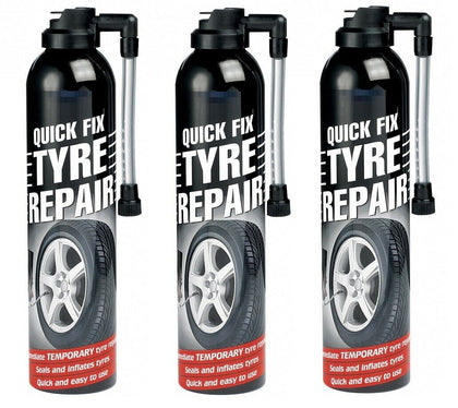 3 X Quick Fix Emergency Flat Tyre Inflate Puncture Repair Kit Car Van Bike Spray