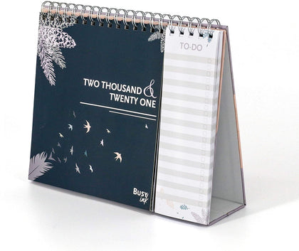 BusyInk Desk Calendar 2021 Freestanding Table Top Tear Off to-Do Lists Planner