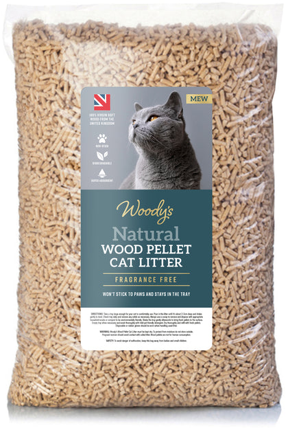 30L Natural Cat and Kitten Litter Wood Pellets Ultra Absorbent Biodegradable