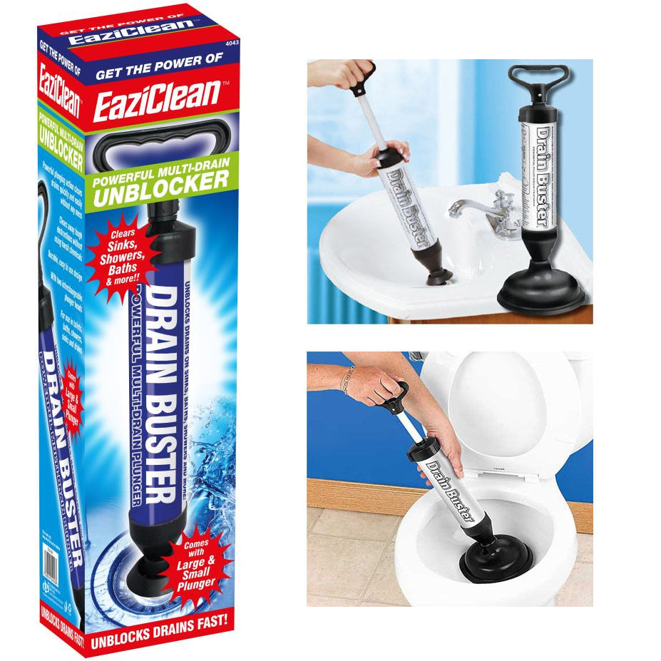 Drain Buster Plunger Power Suction Toilet Sink Shower Pipe Clog