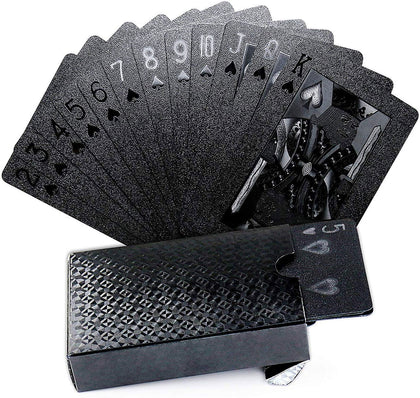 Black Gold Poker Playing Cards PVC Waterproof Flexible Shiny Corrosion Resistant