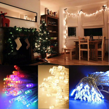 Christmas LED Fairy Lights Battery Operated - Xmas Tree Icicle String Table Wall