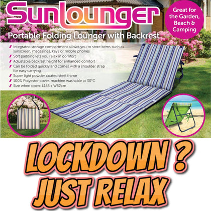 Garden Reclining Sun Bed Lounger Sunbed Folding Adjustable Chair Beach Foldable