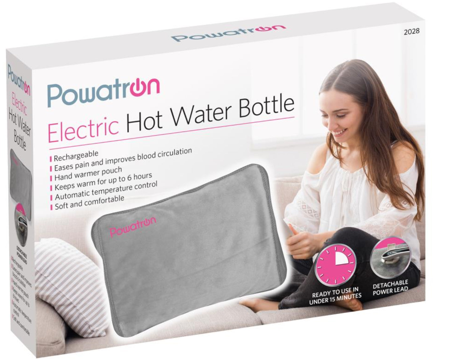 Grey Rechargeable Electric Hot Water Bottle Bed Hand Warmer Massaging Heat Pad