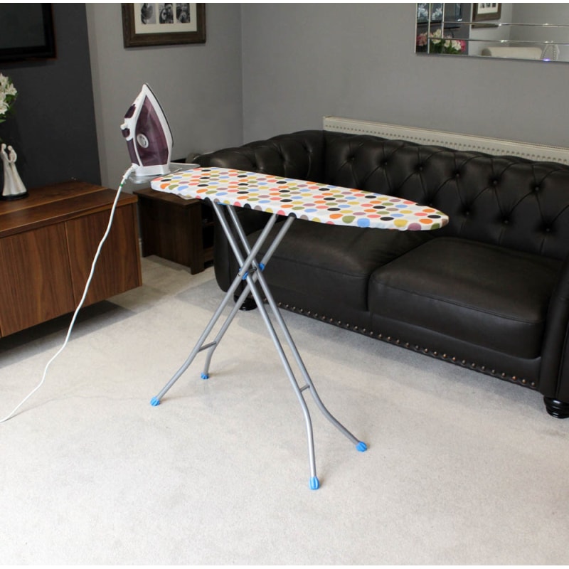 Folding Metal Ironing Board Vibrant Modern Cover Iron Rack Non Slip Foldable New