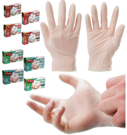 100 Vinyl Gloves Medical Disease Germs Powder Free Protection Hygiene Disposable