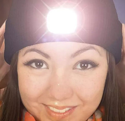 Rechargeable LED Beanie Light Hat USB Battery Thermal Winter Wam Material 5 Hour