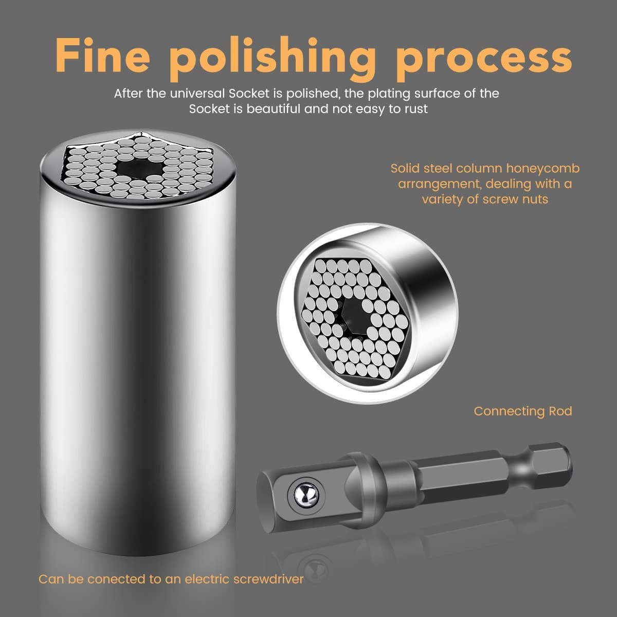 Universal Socket Wrench Set Gator Grip 7-19mm Gift for Men Dad For Him DIY Tool