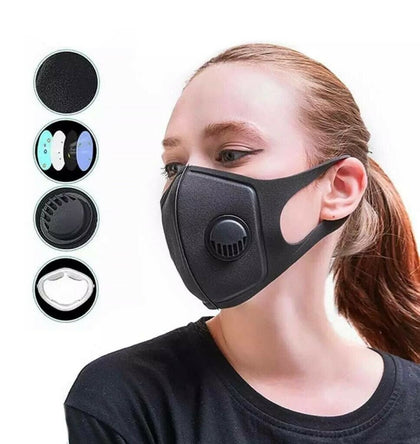 Face Mask Protective Covering Mouth Masks Washable Reusable Black Easy Breathe