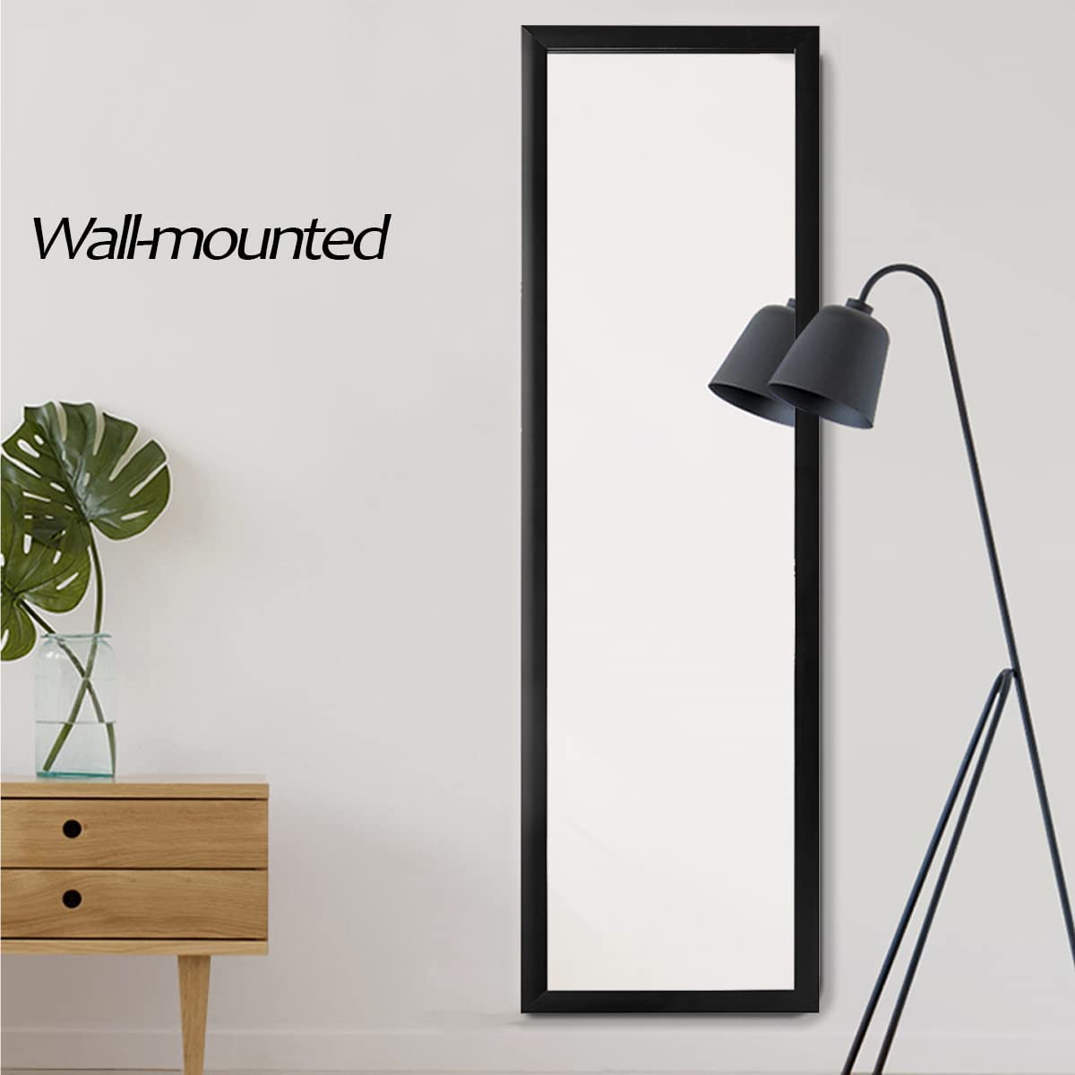 Over the Door Full Length Mirror Black or White Hanging Bedroom Wardrobe Workout