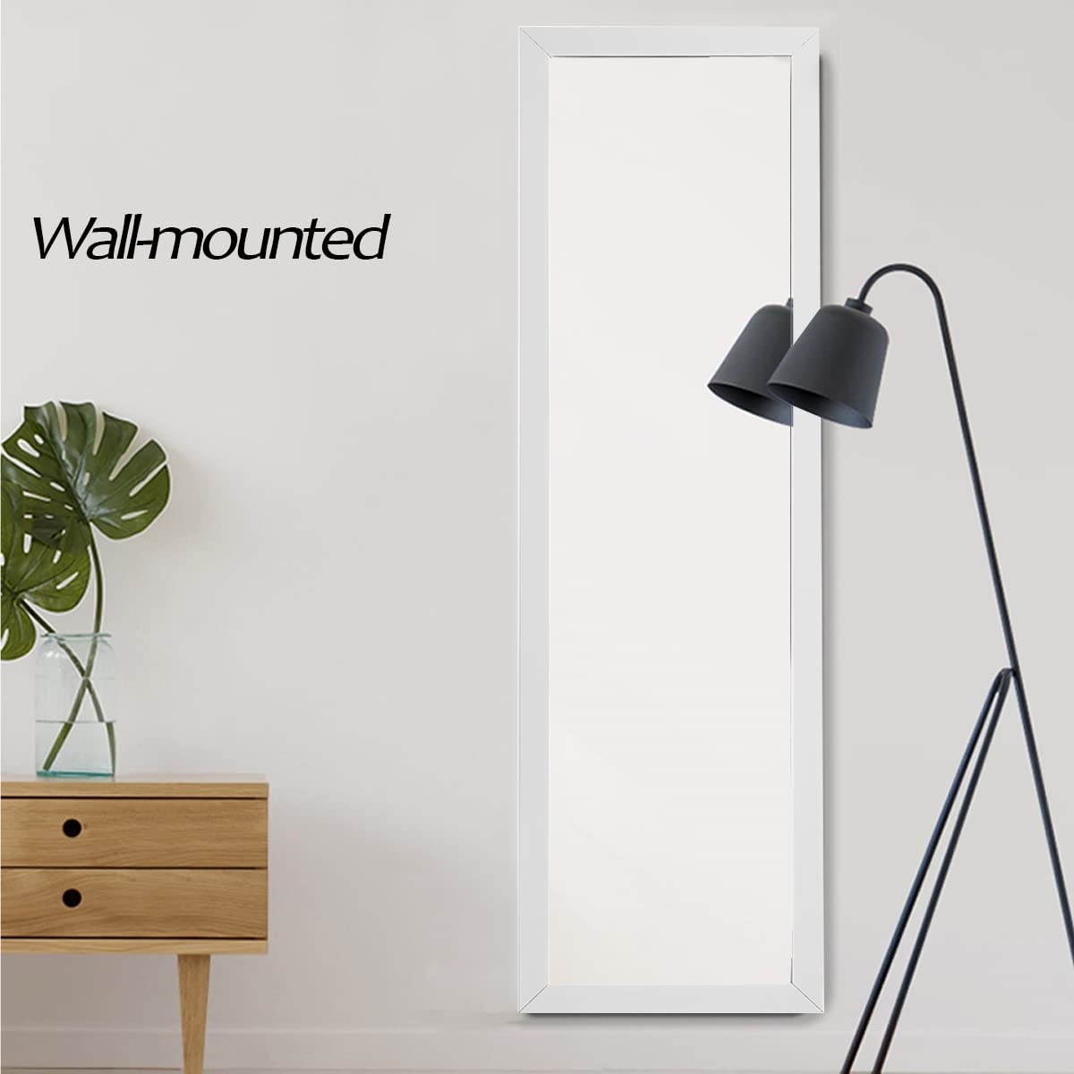 Over the Door Full Length Mirror Black or White Hanging Bedroom Wardrobe Workout