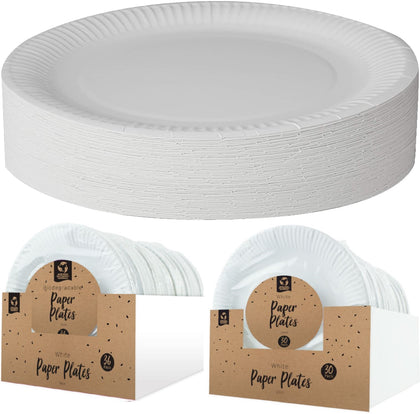Disposable Paper Plates White Round 7'' 9'' 18cm 23cm Party BBQ Birthday Wedding