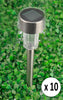 10 X Solar Powered Stainless Steel LED Post Lights Garden Outdoor Rechargeable