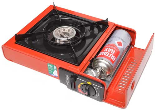 Camping Gas Stove with Case and 4 Gas Can Cylinders Emergency Gas Shortage Kit
