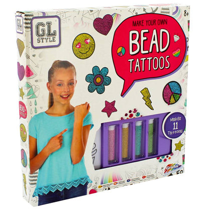Girls Make Your Own Bead Kids Tattoos Set Gift Arts Crafts Kit Indoor Activity